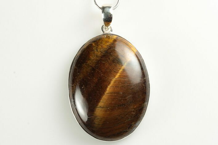 1.6" Tiger's Eye Pendant (Necklace) - 925 Sterling Silver  